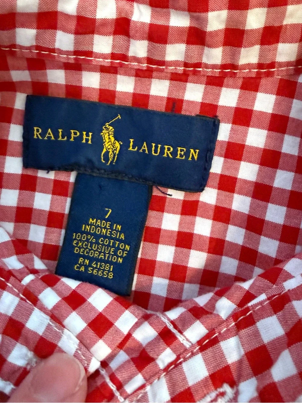 Ralph Lauren Red Gingham Button-Down Shirt boys 7